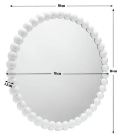 Habitat Beaded Round Wall Mirror - White - 70x70cm -Habitat 1182927 R E001