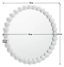 Habitat Beaded Round Wall Mirror - White - 50x50cm -Habitat 1182941 R E001