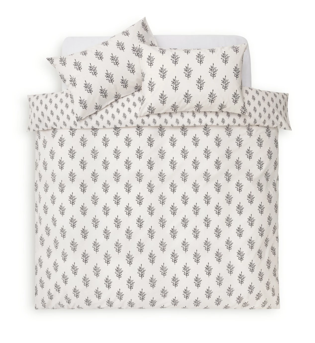 Habitat Woodblock Leaf White Bedding Set - Single 5 Habitat Woodblock Leaf White Bedding Set - Single - Image 3