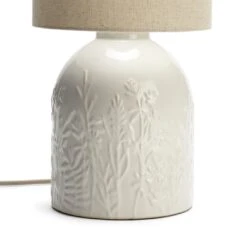 Habitat Embossed Floral Ceramic Table Lamp - Off White -Habitat 1233656 R Z003A