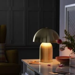 Habitat Mushroom Steel Table Lamp - Brass -Habitat 1233670 R Z001C