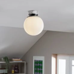 Habitat Opal Glass Bathroom Flush Ceiling Light - White -Habitat 1233759 R Z002C