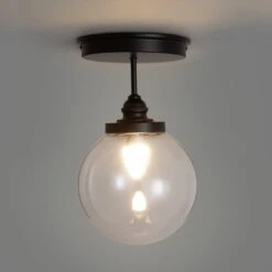 Habitat Globe Metal Bathroom Pendant Light - Black -Habitat 1233797 R Z002A