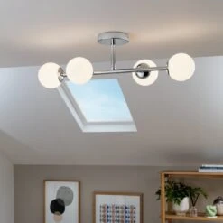 Habitat Metal 4 Light Bathroom Flush Ceiling Light - Chrome -Habitat 1233807 R Z002C