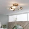 Habitat Ribbed Metal 3 Light Bathroom Ceiling Light - Gold -Habitat 1233845 R Z001A