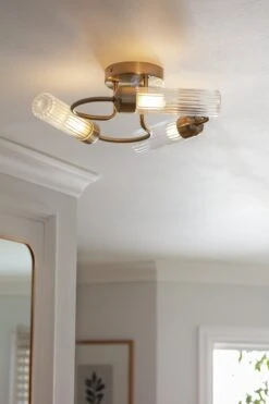 Habitat Ribbed Metal 3 Light Bathroom Ceiling Light - Gold -Habitat 1233845 R Z002C