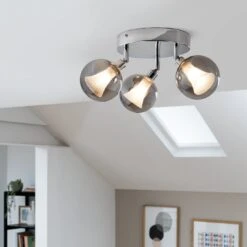 Habitat Globe Metal Bathroom Flush To Ceiling Light - Silver -Habitat 1233883 R Z002C