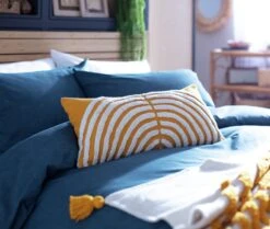 Habitat Geo Tufted Cushion - Yellow & White - 60x30cm 9 Habitat Geo Tufted Cushion - Yellow & White - 60x30cm -Habitat 1240209 R Z001C