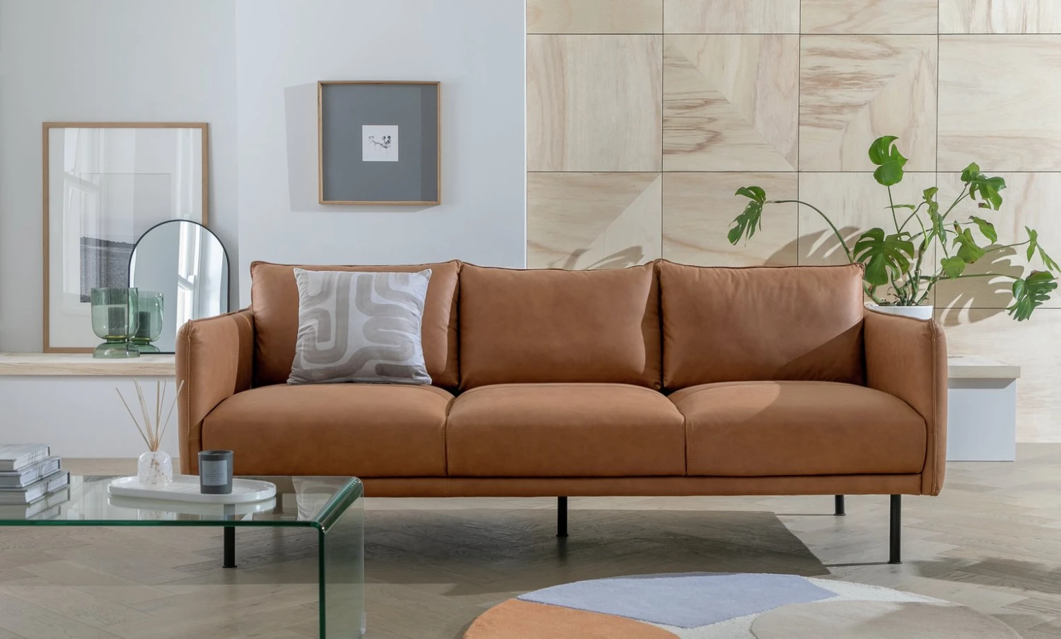 Habitat Moore Leather 4 Seater Sofa - Tan 4 Habitat Moore Leather 4 Seater Sofa - Tan - Image 2