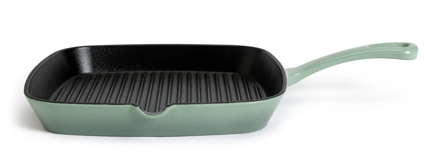 Habitat 23cm Cast Iron Griddle Pan - Sage Green 3 Habitat 23cm Cast Iron Griddle Pan - Sage Green