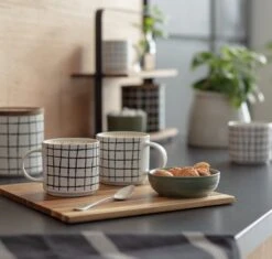 Habitat Grid Set Of 4 Mugs - White -Habitat 1402944 R Z001C