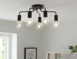 Habitat Rayner Steel 5 Light LED Flush Ceiling Light - Black -Habitat 1518261 R Z002C