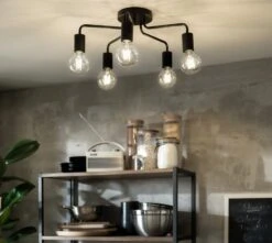 Habitat Rayner Steel 5 Light LED Flush Ceiling Light - Black -Habitat 1518261 R Z003C