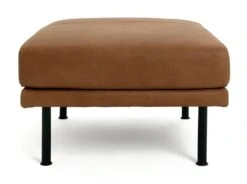 Habitat Moore Leather Ottoman Footstool - Tan -Habitat 2009432 R Z002A