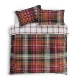 Habitat Red Brushed Check Bedding Set - Single -Habitat 2019408 R Z002A