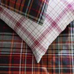 Habitat Red Brushed Check Bedding Set - Single -Habitat 2019408 R Z002C
