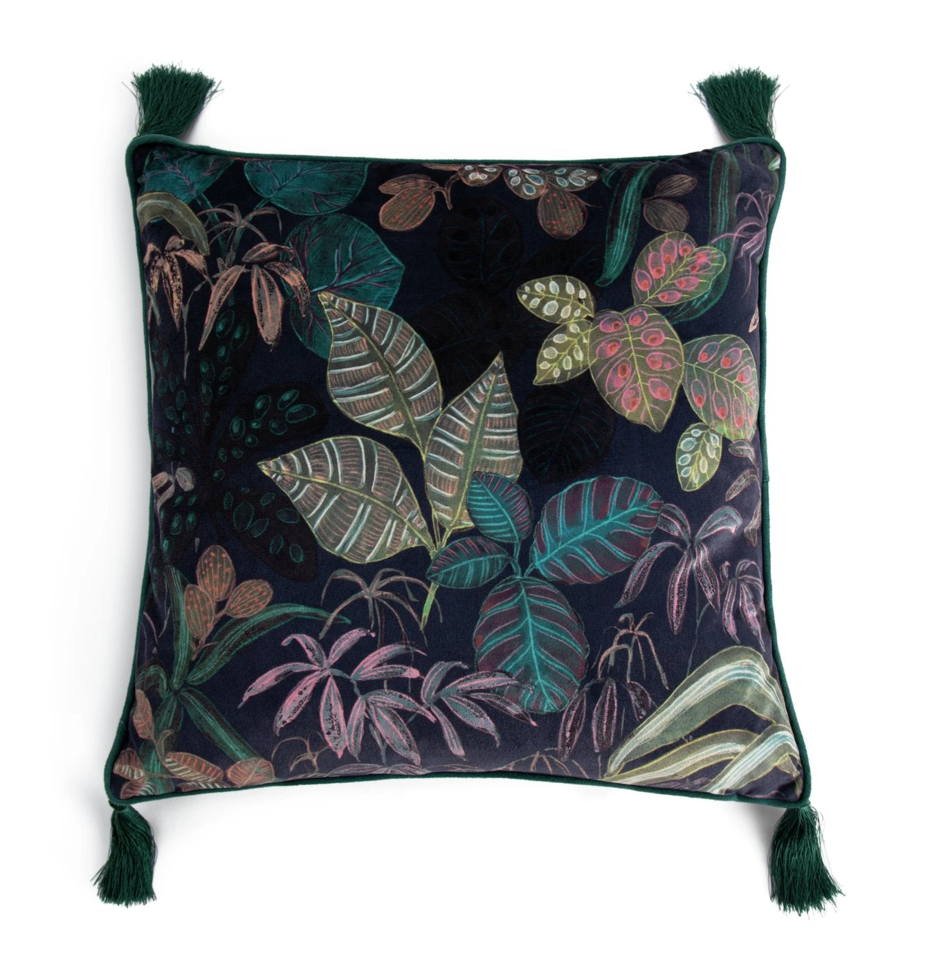 Habitat Botanical Print Velvet Cushion - Multi - 43x43cm 3 Habitat Botanical Print Velvet Cushion - Multi - 43x43cm