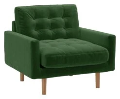 Habitat Fenner Velvet ArmChair - Moss Green -Habitat 2063461 R Z008A