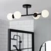 Habitat Opal Metal Bathroom Flush Ceiling Light - Black -Habitat 2067405 R Z001A