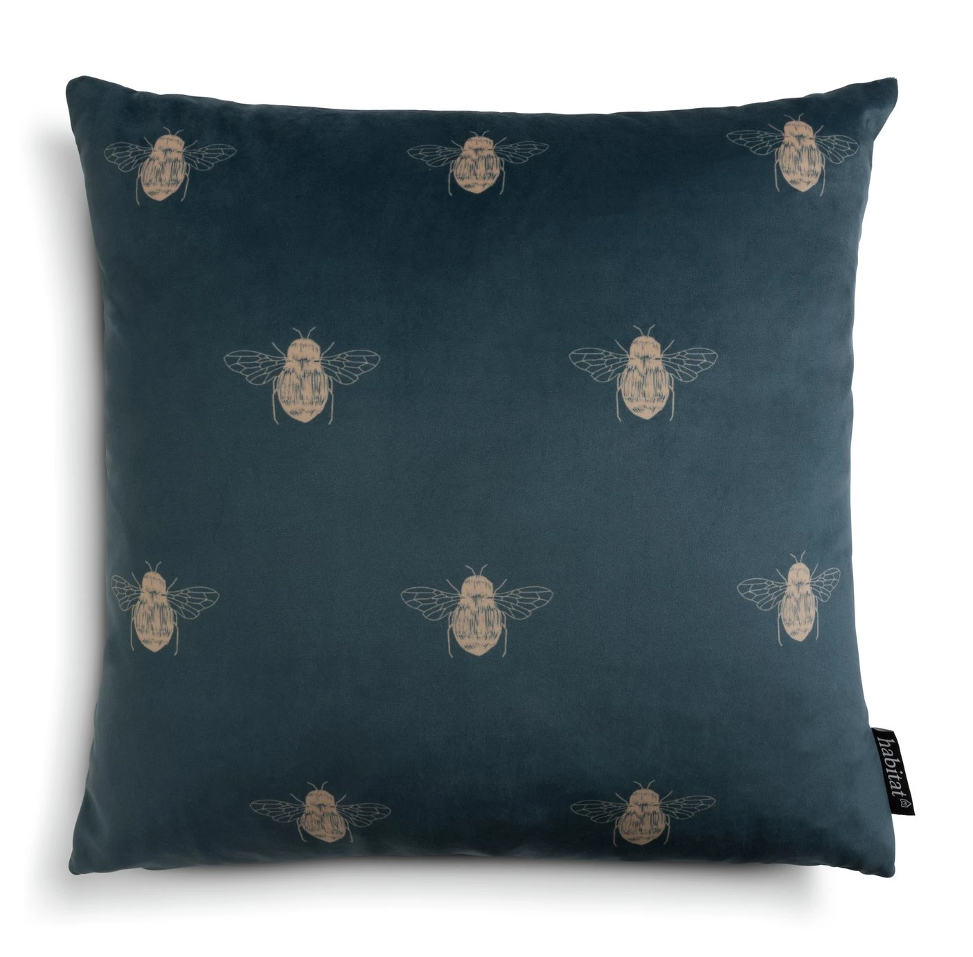 Habitat Gold Bee Printed Cushion - Teal - 43x43cm 3 Habitat Gold Bee Printed Cushion - Teal - 43x43cm
