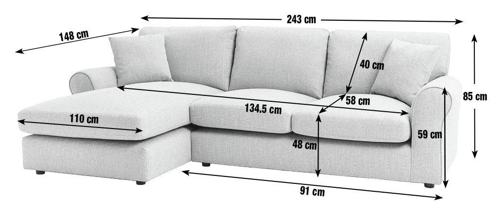 Habitat Lisbon Fabric Left Hand Corner Chaise Sofa- Charcoal 5 Habitat Lisbon Fabric Left Hand Corner Chaise Sofa- Charcoal - Image 3