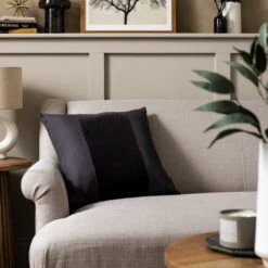 Habitat Velvet Panel Cushion - Grey & Black - 50x50cm -Habitat 2078793 R Z001C