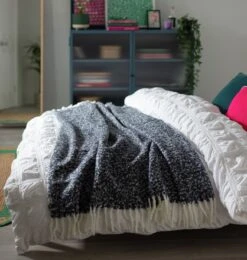 Habitat Faux Textured Mohair Throw - Navy - 125x150cm -Habitat 2157841 R Z001C