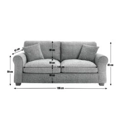 Habitat Lisbon Fabric 3 Seater Sofa - Grey 12 Habitat Lisbon Fabric 3 Seater Sofa - Grey -Habitat 2255963 R E001