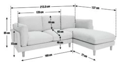 Habitat Salome Fabric Right Hand Corner Chaise Sofa - Grey -Habitat 2654344 R E001