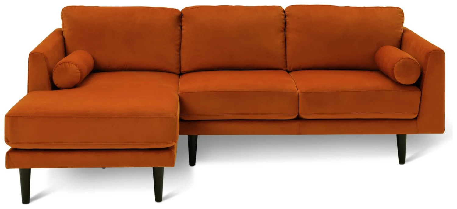 Habitat Jacob Velvet Left Hand Corner Sofa - Orange 5 Habitat Jacob Velvet Left Hand Corner Sofa - Orange - Image 3