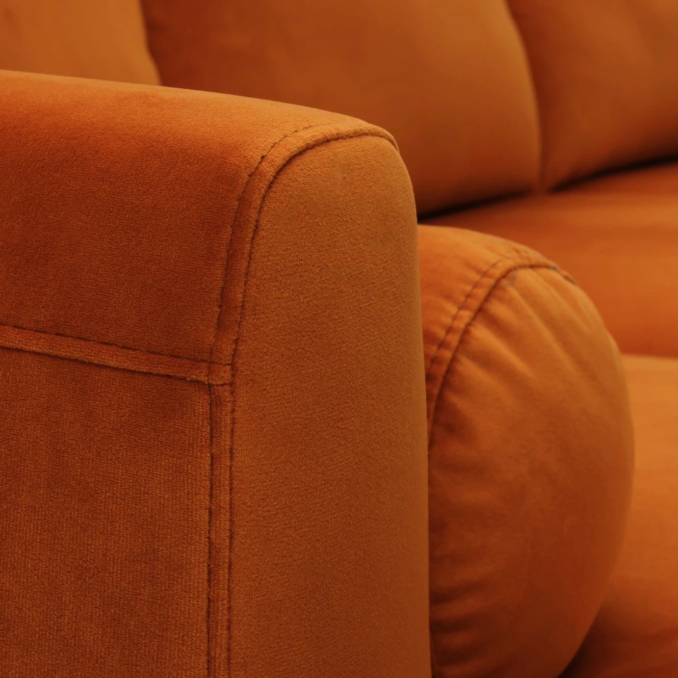 Habitat Jacob Velvet Left Hand Corner Sofa - Orange 7 Habitat Jacob Velvet Left Hand Corner Sofa - Orange - Image 5