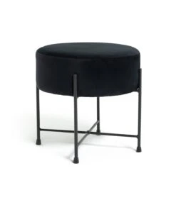 Habitat Jax Velvet Footstool - Black -Habitat 3088191 R Z002A