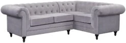 Habitat Chesterfield Velvet Left Hand Corner Sofa-Light Grey -Habitat 3106633 R Z002A