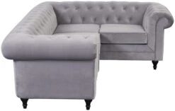 Habitat Chesterfield Velvet Left Hand Corner Sofa-Light Grey -Habitat 3106633 R Z004A