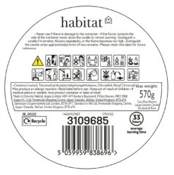 Habitat Large Ceramic Candle - Gardenia & Rose -Habitat 3109685 R Z011A