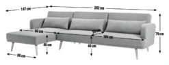 Habitat Andy Left Corner Velvet Clic Clac Sofa Bed - Navy -Habitat 3159491 R E001