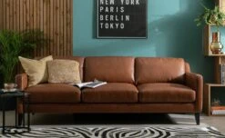 Habitat Leone Leather 4 Seater Sofa - Tan -Habitat 3182853 R Z001C