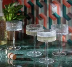 Habitat Ribbed Set Of 4 Champagne Coupe Glasses -Habitat 3186055 R Z001C