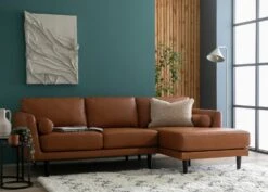 Habitat Jackson Leather Right Corner Chaise Sofa - Tan -Habitat 3247097 R Z001C