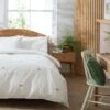 Habitat 180TC Embroidered Bee White Bedding Set - Single -Habitat 3347540 R Z001A
