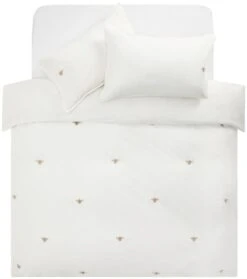 Habitat 180TC Embroidered Bee White Bedding Set - Single -Habitat 3347540 R Z002A