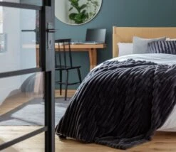 Habitat Ribbed Faux Fur Throw - Charcoal - 125X150cm -Habitat 3361320 R Z001C