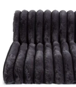 Habitat Ribbed Faux Fur Throw - Charcoal - 125X150cm -Habitat 3361320 R Z002A