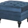 Habitat Chesterfield Velvet Storage Footstool - Blue -Habitat 3369683 R Z001A