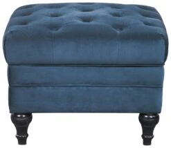 Habitat Chesterfield Velvet Storage Footstool - Blue -Habitat 3369683 R Z002A