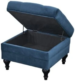 Habitat Chesterfield Velvet Storage Footstool - Blue -Habitat 3369683 R Z003A