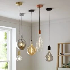 Habitat Pendant Ceiling Light - Matte Black & Herringbone -Habitat 3449802 R Z002C