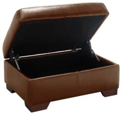 Habitat Eton Leather Storage Ottoman Footstool - Tan -Habitat 3594630 R Z003A