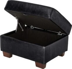 Habitat Salisbury Leather Storage Footstool - Black -Habitat 3654666 R Z003A