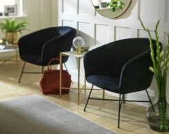 Habitat Jax Velvet Accent Chair - Black -Habitat 4335135 R Z001C